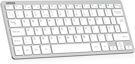 Ultra-Slim Bluetooth Keyboard Compatible with iPad/iPhone and Other Bluetooth Enabled Devices Including iOS, Android, Windows, Silver