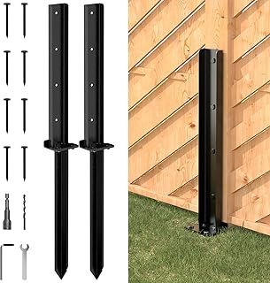 6 Pack Fence Post Repair Kit, Fence Post Anchor Heavy Duty 32in, Post Buddy Fence Repair - Quick and Easy Solution for Repair - Secure and Stable - Black (6 Packs)