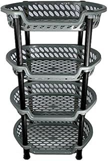 4 Tier Vegetable Fruit Storage Kitchen Utility Stacking Stackable Basket Rack (Silver)