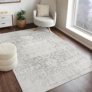 Livabliss Syracusa Vintage Rug - Area Rugs for Living Room 120x170 cm, Bedroom - Scandi Neutral Rugs, Traditional Patterned Boho Style, Natural Easy Care Pile - Large Rug, Grey and Beige