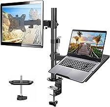 HUANUO Monitor Arm with Laptop Tray for 13 to 32 Inch Screen & 17 Inch Notebook, Monitor and Laptop Stand, Monitor Arm Desk Mount Fits VESA 75/100