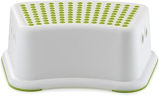 Straame Sturdy Step Stool for Bathroom, Practical Non-Slip Toilet Step in White and Green for Kids, Multiuse Booster Step, Toddler Potty Training (Green, 1)