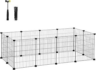 SONGMICS Outdoor Run DIY Small Animal Enclosure Small Animal Cage Puppy Run Rabbit Guinea Pig Metal Mesh 143 x 73 x 46 cm Black LPI01H