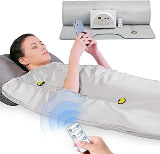 Infrared Sauna Blanket, 2 Zones Sauna Blanket for Home Use, Portable Design for Relaxation and Higher Detoxification, Timer Control, 180 x 80 cm