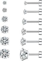 Cubic Zirconia Hypoallergenic Stud Earrings for Women Men Girls Statement Cartilage Fashion Surgical Steel Helix Earrings 5 Pairs