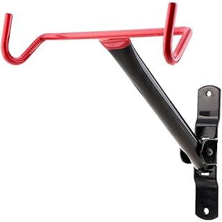 LIVIVO Dual Hook Folding Garage Wall Mounted Bicycle Storage Stand Rack Black and Red Wall Mount Bike Cycle Hanger Holder with Fitting Screws