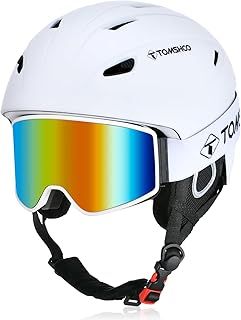 Ski Helmet Set, Adjustable Winter Sport Helmet Snowboard Helmet with Ski Goggles Set, Earmuffs, Ventilation Holes, Skiing Gear for Men Women Youth