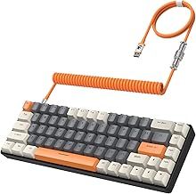 T8 60% Mechanical Gaming Keyboard,68 Keys TKL Compact Layout Mini Keyboard,18 Chroma RGB Backlit,Slight Clicky Brown Switch,Anti-ghosting,Pro Coiled USB-C Cable,for PC,Mac,PS4,XBOX-Milk Shake