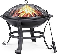 Yaheetech Outdoor Fire Pit for Garden, Round Firepit Patio Heater for Camping Bonfire, Portable Fire Pit Steel Metal Fire Bowl Wood Burning Firepits for Garden/Backyard