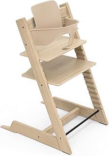Stokke Tripp Trapp High Chair, Oak Natural/Natural - Includes Chair + Baby Set2 for Children 6-36 Months - Adjustable, Ergonomic & Easy to Clean