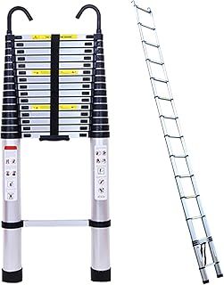 Loft Ladder Telescopic Ladder 6.2M Multi-Purpose Folding Aluminium Telescoping Ladder Extendable Portable Ladder with Hook Daily Emergency Step Ladder with EN131 and CE Standard (20.5FT/6.2M, Sliver)