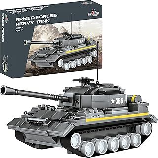 Army Tank Building Block Set - 340Pcs Armed Forces Military Toy Tank for Ages 10 and Up – Rotating Turret with Gun Attachment Army Tank Model Kit Compatible with All Major Brands of Building Blocks