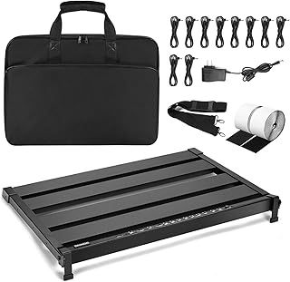 Pedal Board with Integrated Power Supply, Aluminum Folding Powered Guitar Pedalboard with Carry Bag (GK-58)