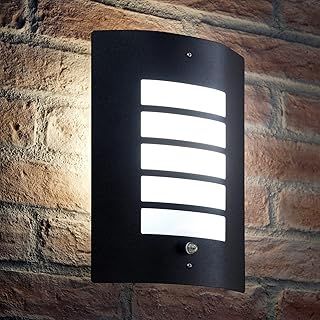 Auraglow Dusk Till Dawn Photocell Daylight Sensor Switch Outdoor Wall Light, Cool White - Black