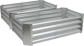 Harbour Housewares Raised Garden Bed - Silver - 120 x 60cm - Rectangle - Pack of 2 - Bottomless Galvanised Steel Planter Box for Growing Outdoor Plants, Vegetables, Flowers and Herbs
