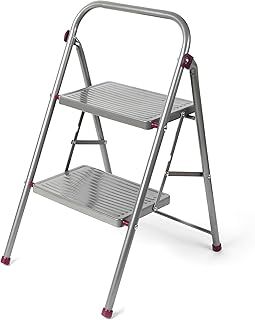 Kleeneze KL068491EU 2-Step Folding DIY Stepladder, Portable Ladder with Non-Slip Feet, Collapsible for Compact Storage, Lightweight Steps, Strong Steel Structure with Safety Clip, 150kg Capacity, 80cm