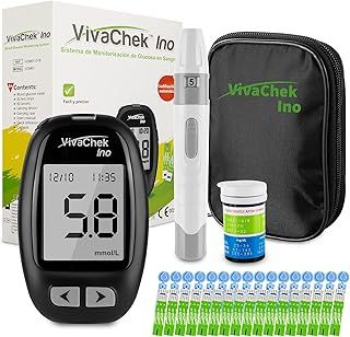 Blood Glucose Monitor Meter, Diabetes Test Kit [2022 Upgrade VivaChek Ino] MicroUSB Data Transmission, 900 Memories, 5 Test Reminders, Hypo and Ketone Warning with 50 Test Strips and 50 Lancets