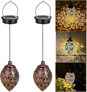Solar Lantern Light Outdoor Hanging Garden Lights Metal Lamp Outdoor Decorations for Patio Yard,Porch,Lawn,Courtyard,Art Garden Accessories