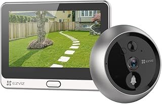 EZVIZ Peephole Camera (Door View Cam) with 4.3" Monitor, 35–105mm Door Thickness, Wireless Doorbell Security Camera Wi-Fi, 1080P HD Video, 90-Day Battery, PIR Motion Detection, Night Vision (DP2C)