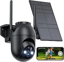 Security Camera Outdoor Wireless - Solar Camera House Security 360° PTZ Battery Operated CCTV VIMKIM Camera Pir Motion Detection 2-Way Audio Colorful Night Vision IP65 Weatherproof
