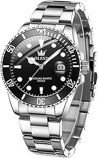 OLEVS Men's Watch, Big Face Stainless Steel Analog Quartz Dress Watch, Luxury Gold Silver Tone Date Display Waterproof Luminous Wrist Watch for Men