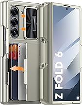 Vizvera for Samsung Galaxy Z Fold 6 Case [RFID Card Holder] [S Pen Holder] [Slide Camera Cover] [Screen Protector] [Hinge Protection] Shockproof Wallet Phone Cover Case for Samsung Z Fold 6,Titanium