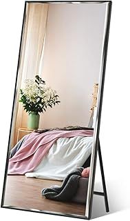 Vasemouh 65x23.6in（165x60CM） Full Length Mirrors，Black Long Large Mirror for Wall Hanging or Floor Free Standing, for Bathroom Living Room Bedroom