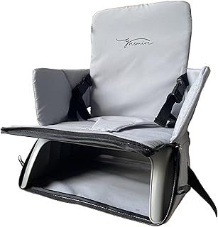 Grismire Baby Sit Up Seat | Travel Booster Seat | High Chair Portable seat | Folds Into A Handy Carry or Changing Baby Bag (Grey)