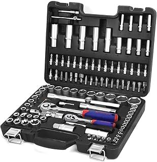 WORKPRO 108-Piece 1/4"&1/2" Drive Socket Set with Bits, Quick Release Ratchet Wrench - CR-V Mechanic Tool Set for DIY, Car Repair