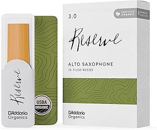 D’Addario Woodwinds - Organic Reserve Alto Saxophone Reeds - Alto Sax Reeds - Individually Sealed - Filed, Strength 3.0, 10-Pack