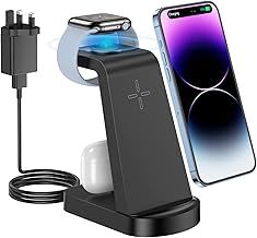 Wireless Charger, CKCN 3 in 1 Fast Wireless Charging Station for i Phone 14/13/12/11 Pro Max/XS, Phone Watch Charger for Apple Watch 8/7/SE/6/5/4/3/2, Charging Stand Dock for Airpods Pro/3/2