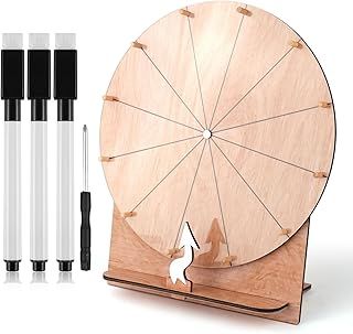 NQEUEPN 11.4 Inch Wedding Game Spinning Wheel, Wooden Prize Wheel Spinner Erasable Spin The Wheel Game with Stand Roulette Wheel for Wedding Engagement Party school Family Games Baby Shower