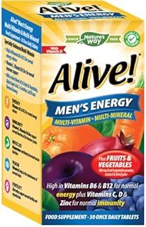 Nature's Way - Alive! Men’s Energy - Complete Multi-Vitamins & Minerals Specially Formulated for Men - with Dried Blend of Fruits and Vegetables - Suitable for Vegetarians - 30 Tablets