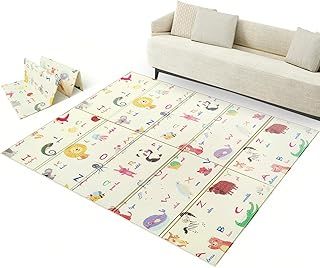 Baby Play Mat Double Side, Foldable Activity Playmat, Kids Large Foam Crawling Soft Blanket, Folding Waterproof Safe Floor Carpet,150 x 180 x 1cm