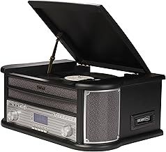 Denver 9-in-1 Retro Vintage DAB Bluetooth Wooden Radio Record Player With Speakers – DAB+ Radio, FM, Record Player, Cassette & CD Player, AUX IN, MP3 USB Recording, AUX IN And Line Out - MRD-51BT MK2