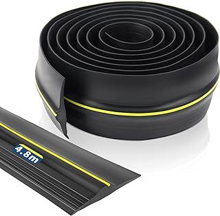 Garage Door Threshold Seal 4.8m Universal Garage Door Seal Rubber DIY Garage Door Seal Floor Seal Weatherproof (Black)