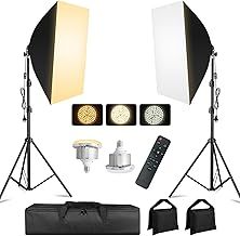Softbox Lighting Kit 2X85W 2700-6400K Bi-Color LED Dimmable Soft box Light Stand With Control Temperatures (White, Warm, Cool) Bulbs Studio Softboxes for Portraits, YouTube, Photography