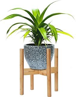 Plant Stands Indoor Adjustable Bamboo Wooden Plant Stand to Fit 22-32 Centimetre Pots. Beautiful Mid Century Design Home Accessory (Plant and Plant Pot Not Included). Pack of 1