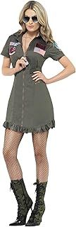Smiffys Top Gun Deluxe Ladies Costume, Green with Dress & Sunglasses, Officially Licensed Top Gun Fancy Dress, Adult Dress Up Costumes