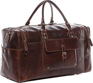 SID & VAIN Travel Holdall Yale Large Duffel Real Leather 53 cm Weekender Duffle Men's Bag Brown