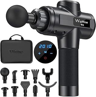 Muscle Massage Gun Deep Tissue Percussion Massager - Portable Handheld Sport Massagers for Athletes, Super Quiet & Powerful Brushless Motor Cordless, 20 Speed Level,Wattne W2 (Black)
