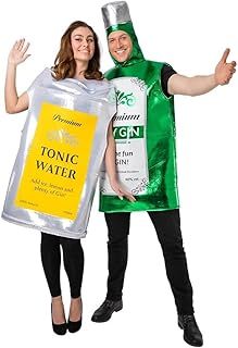 A2ZFD Couples Ladies And Mens Gin & Tonic Costumes : Unisex Drink Festival Fun Novelty Stag Hen Fancy Dress