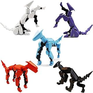5Pcs New T13 Dog Assembly Completed Dummy 13 Action Figure Mount Dog, 3D Printed Titan 13 Action Figure Lucky 13 Robot Dog, Stop Motion Figures Collectors Desktop Decoration (5PCS Dog)