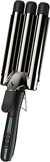 REVAMP Deep Beach Ceramic Waver - Triple 3 Barrel Hair Waver, Professional Wave Curling Iron Infused with Progloss Shine Oils, Fast Heat Mermaid Beach Waves Hair Curler for Short, Medium, Long Lengths