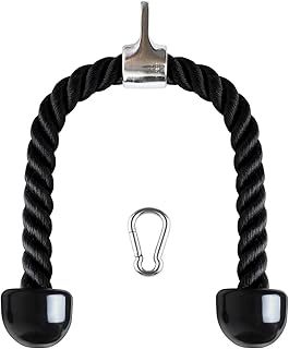 CampTeck U6935 - Nylon Triceps Rope Twisted Pull Down Rope with Non-Slip Handles - Lats, Biceps, Triceps, Gym or Home - Black