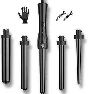 Hair Curling Wand for Long Hair Iron Set 9mm-32mm 5 in 1 PTC Ceramic Barrels LCD 180°C & 210°C Temperature Control Multi Stylers with Silicone Gloves Gifts for Girl Women