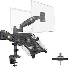 NB North Bayou Dual Arm 2 in 1 Monitor Mount for 17''-27 Inch Computer Screen, Laptop Mount for 10''-17 Inch Notebook, Monitor Arm Max Load 19.8 lbs, Laptop Stand Monitor Stand VESA 75/100 mm H180-FP