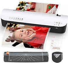 Ofeace A3 Laminator, 5 in 1 A4 Machine 13 Inches with 20 Laminating Pouches A5 A6, Cold and Thermal Paper Cutter Corner Rounder, Fast Warm up No Bubbles