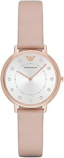 Emporio Armani Watch for Women, Two Hand Movement, 32 mm Rose Gold Stainless Steel Case with a Leather Strap, AR2510