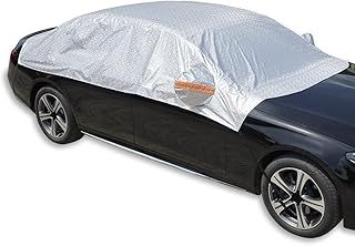Waterproof Half Car Cover, Anti UV Windproof Cover for Automobiles Outdoor Sun Rain Dust All Weather Auto Cover UV Protector for Windshield, Side/Rear Window, Universal Fit for Sedan (171 inches)